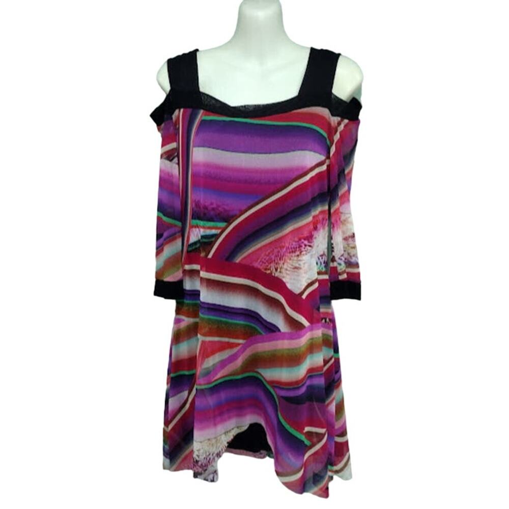 Elena Kattan Cold Shoulder Mesh Tunic‎ with Lining, Size M